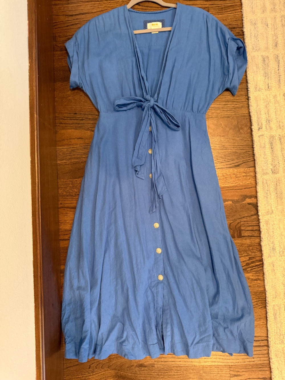 Maeve Light Blue Button-Front Midi Dress
